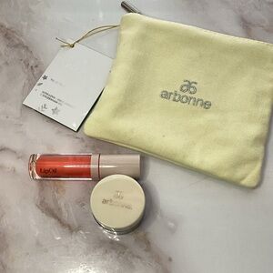 Arbonne lip scrub ,lip oil,bag